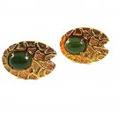 Vintage Goldtone & Green Cufflinks 101917