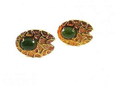 Vintage Goldtone & Green Cufflinks 101917