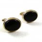 Vintage Goldtone & Black Cufflinks By SHIELD 121317