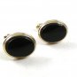 Vintage Goldtone & Black Cufflinks By SHIELD 121317