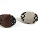 Vintage 1970's Silvertone & Black Cufflinks By SWANK 102817
