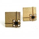 1970's Goldtone & Black Cufflinks By SWANK 111317