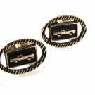 1970's Silver Tone & Black Car Convertible Cufflinks Unbranded 51616