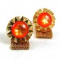 Vintage 1970's Goldtone & Pink Wrap Around Cufflinks 10917