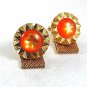 Vintage 1970's Goldtone & Pink Wrap Around Cufflinks 10917