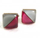 1950's Silvertone White & Pink Cufflinks 71417