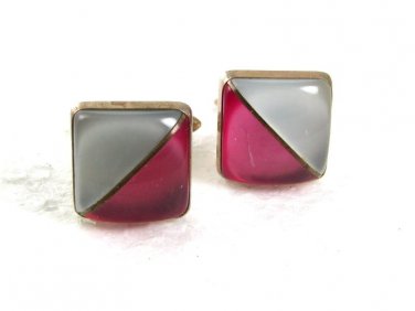 1950's Silvertone White & Pink Cufflinks 71417