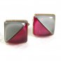 1950's Silvertone White & Pink Cufflinks 71417