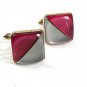 1950's Silvertone White & Pink Cufflinks 71417