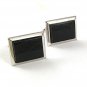 Vintage Silvertone & Black Cufflinks By S in Shield 6117
