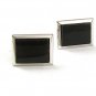 Vintage Silvertone & Black Cufflinks By S in Shield 6117