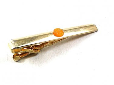 Vintage Goldtone & Pink Tie Clasp 121317