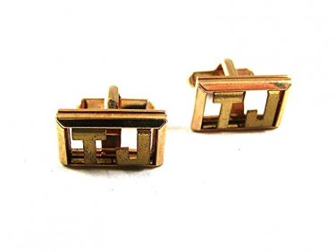 Vintage Goldtone Initials / Letters T.J. Cufflinks By SWANK 101217