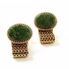 1970's Gold Tone & Green Wrap Around Cufflinks By DESTINO 121616