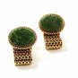 1970's Gold Tone & Green Wrap Around Cufflinks By DESTINO 121616