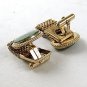 1970's Gold Tone & Green Wrap Around Cufflinks By DESTINO 121616
