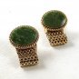 1970's Gold Tone & Green Wrap Around Cufflinks By DESTINO 121616