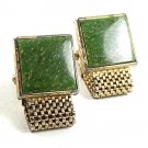 Vintage 1970's Goldtone & Green Wrap Around Cufflinks 101817