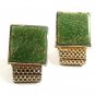 Vintage 1970's Goldtone & Green Wrap Around Cufflinks 101817