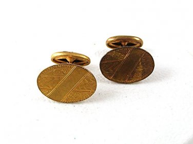 Edwardian / Deco Monogrammable Gold Tone Cufflinks 82016c