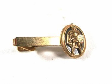 Vintage Gold Tone Black Roman Warrior Tie Clasp Unbranded 52116