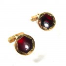 Vintage Gold Tone & Red Cufflinks By SWANK 61716