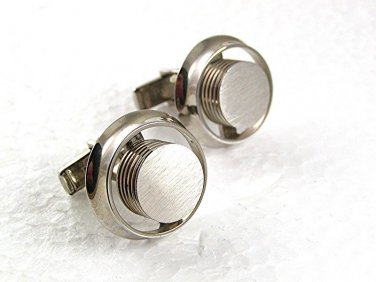 Vintage Silvertone Industrial Cufflinks By PIONEER 72717