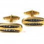 Dressy Sterling Silver & Blue Rhinestones Cufflinks by Da Vinci 10315a