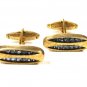 Dressy Sterling Silver & Blue Rhinestones Cufflinks by Da Vinci 10315a