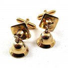 Vintage Goldtone Christmas Jingle Bells Ringing Cufflinks 121317