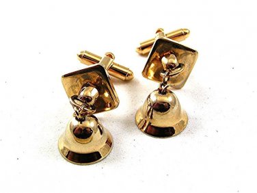 Vintage Goldtone Christmas Jingle Bells Ringing Cufflinks 121317