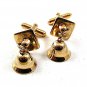 Vintage Goldtone Christmas Jingle Bells Ringing Cufflinks 121317