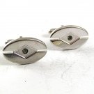 Vintage Silvertone & Rhinestones Cufflinks By SWANK 10917