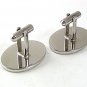 1970's Silvertone & Black Initial / Letter N Cufflinks By HICKK USA 61517