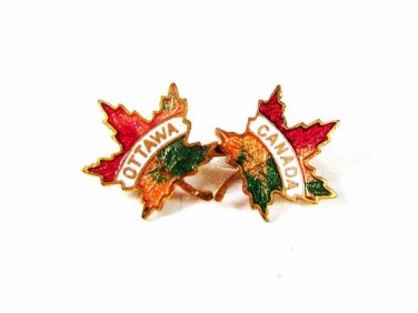 Vintage Red White Green Ottawa Canada Maple Leafs Brooch Unbranded 5216