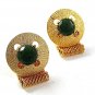 1970's Gold Tone & Green Wrap Around Cufflinks 1317