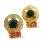 1970's Gold Tone & Green Wrap Around Cufflinks 1317