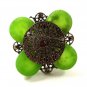 Vintage Silver Tone Green Rhinestones Brooch 121216