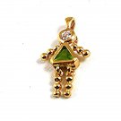 Sterling Silver Goldtone & Green Triangle Charm 82217a