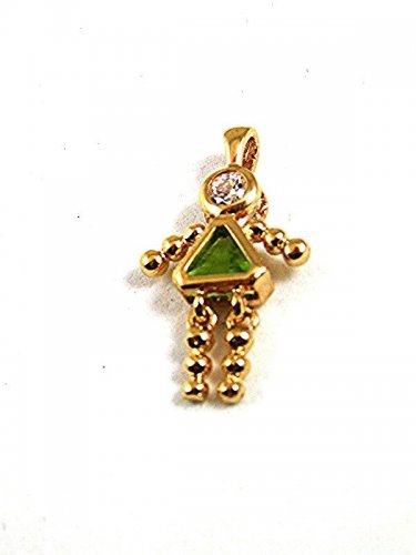 Sterling Silver Goldtone & Green Triangle Charm 82217a
