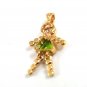 Sterling Silver Goldtone & Green Triangle Charm 82217a