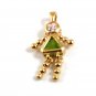 Sterling Silver Goldtone & Green Triangle Charm 82217a