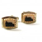 Vintage Gold Tone & White & Black Locomotive Steam Engine Cufflinks 1217