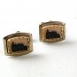 Vintage Gold Tone & White & Black Locomotive Steam Engine Cufflinks 1217