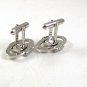 Vintage Oval Silvertone Cufflinks By SWANK 12417