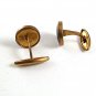 Vintage Goldtone Black Leather Cufflinks 81217