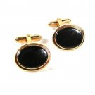 Vintage Gold Tone & Black Cufflinks Unbranded 6316