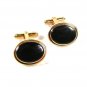 Vintage Gold Tone & Black Cufflinks Unbranded 6316