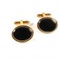 Vintage Gold Tone & Black Cufflinks Unbranded 6316