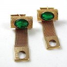 1970's Green & Gold Tone Wrap Around Cufflinks 1317